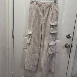 Very Cute and Comfy Tweed Wide Leg Cargo Pants